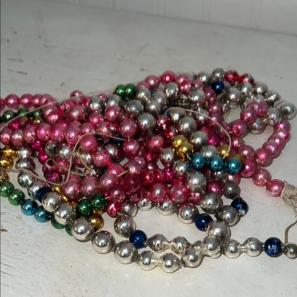 Antique Mercury glass Christmas Colorful Beaded garland